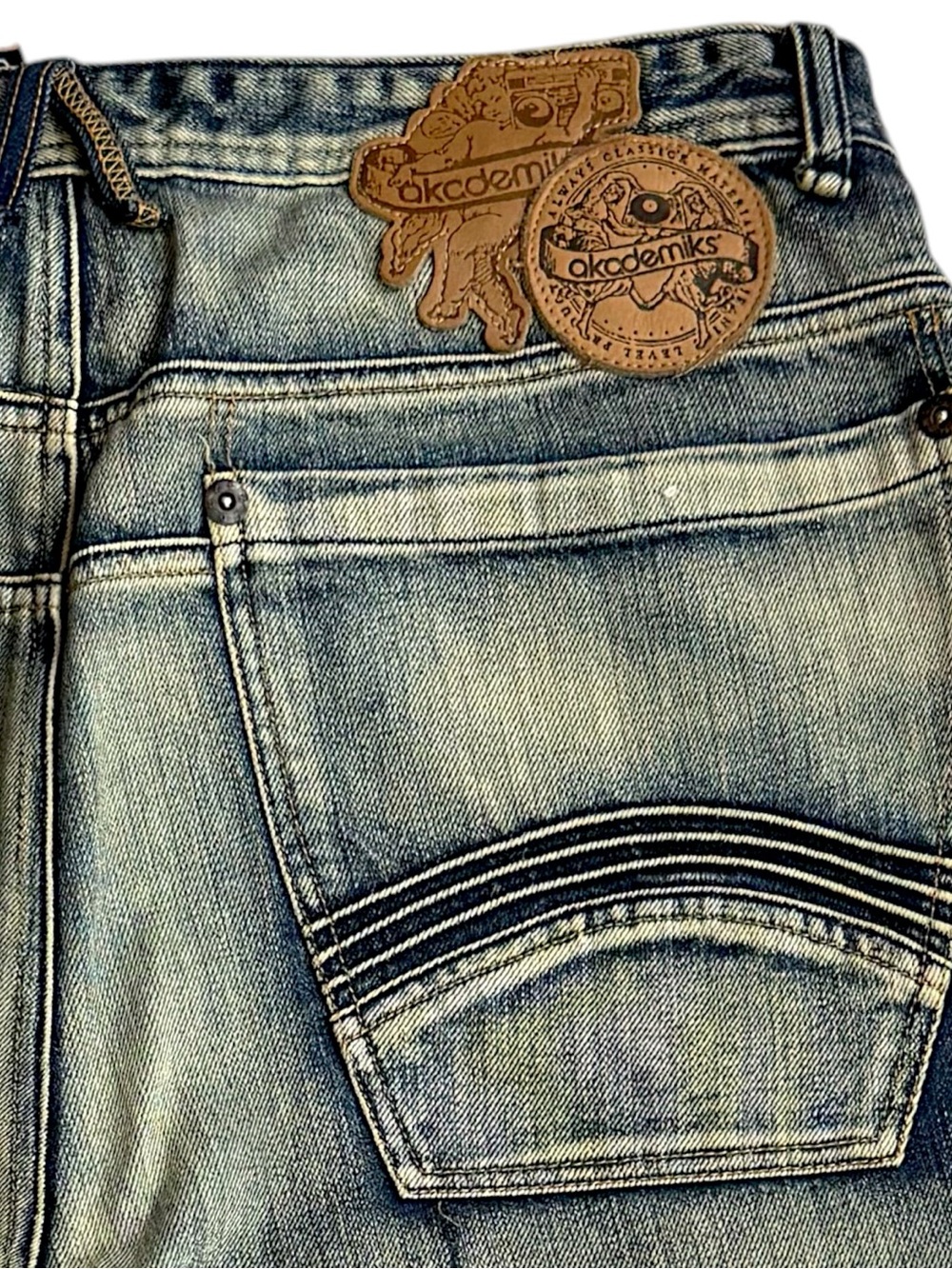 Akademiks Baggy Jeans Mens 36 Blue Y2K Wide Leg Skater Streetwear Denim